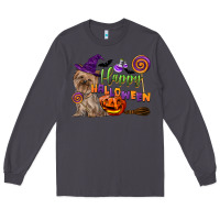 Smoke Happy Halloween With Yorkshire Terrier Dog Long Sleeve Tee - LillyAllenDesigns