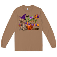 Toasted Coconut Happy Halloween With Yorkshire Terrier Dog Long Sleeve Tee - LillyAllenDesigns