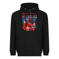 Black happy valentines day with gnomes and truck olivia Heavyweight Hoodie - OliviaCreatesArt