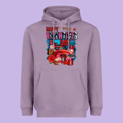 Happy Valentines Day With Gnomes And Truck Olivia Heavyweight Hoodie Designed By Oliviacreatesart