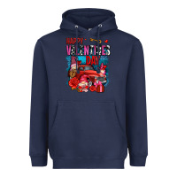 Navy happy valentines day with gnomes and truck olivia Heavyweight Hoodie - OliviaCreatesArt