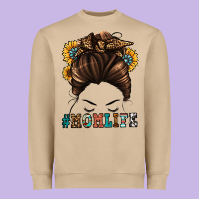 Mom Life Messy Bun Heavyweight Sweatshirt Designed By Jasminsmagicworld