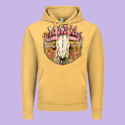 Bullskull Mama Vintage Hoodie Designed By Nancycooperartshop