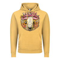 Vintage Mustard bullskull mama Vintage Hoodie - NancyCooperArtShop