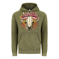 Vintage Olive bullskull mama Vintage Hoodie - NancyCooperArtShop