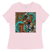 Bubblegum Pink cowboy boot and gemstone Ladies Tee - BundleAndBundleShop