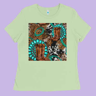 Cowboy Boot And Gemstone Ladies Tee Designed By Bundleandbundleshop