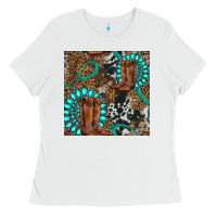 White cowboy boot and gemstone Ladies Tee - BundleAndBundleShop