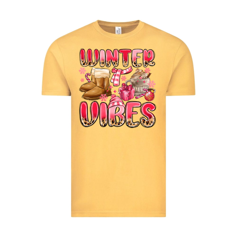 Pink Winter Vibes Vintage Tee by MaliasSmallBusiness | Teevron