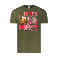 Vintage Olive pink winter vibes Vintage Tee - MaliasSmallBusiness