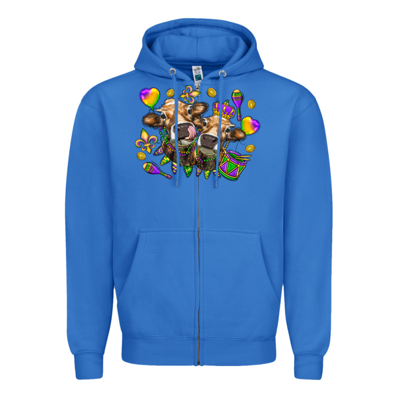 Mardi Gras Heifers Zipper Hoodie by HowdyJamesFarm | Teevron