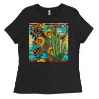 Black horseshoe and cactus Ladies Tee - BundleAndBundleShop