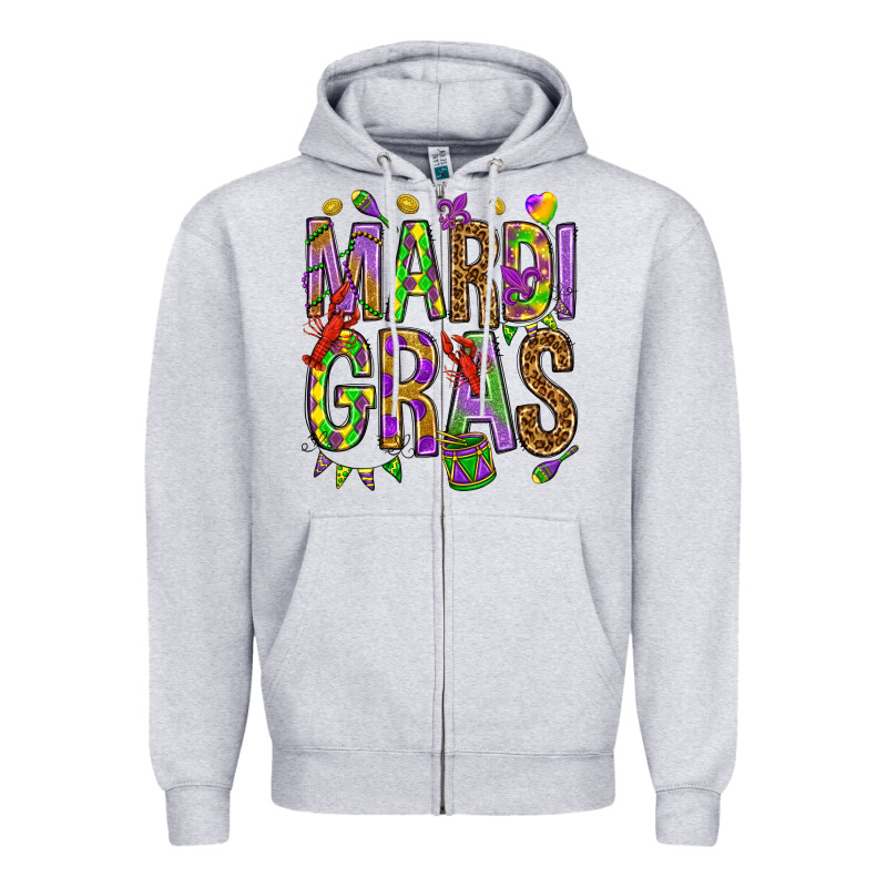 Mardi Gras Zipper Hoodie by HowdyJamesFarm | Teevron