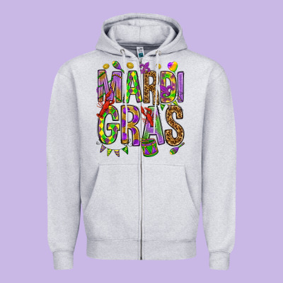 Mardi Gras Zipper Hoodie Designed By Howdyjamesfarm