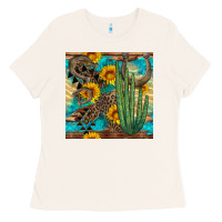 Bone horseshoe and cactus Ladies Tee - BundleAndBundleShop