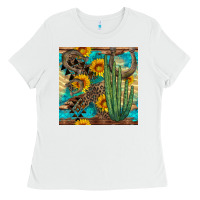 White horseshoe and cactus Ladies Tee - BundleAndBundleShop