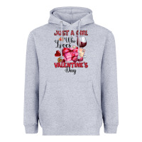 Heather Grey just a girl who loves valentine's day Heavyweight Hoodie - OliviaCreatesArt