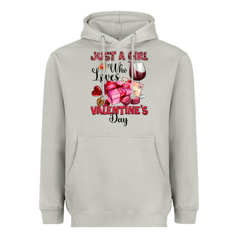 Just A Girl Who Loves Valentine's Day Heavyweight Hoodie by OliviaCreatesArt | Teevron