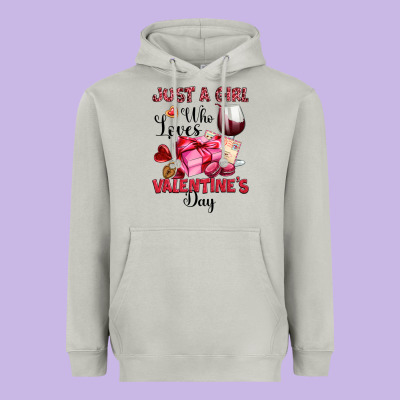 Just A Girl Who Loves Valentine's Day Heavyweight Hoodie Designed By Oliviacreatesart