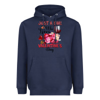 Navy just a girl who loves valentine's day Heavyweight Hoodie - OliviaCreatesArt