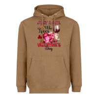 Toasted Coconut just a girl who loves valentine's day Heavyweight Hoodie - OliviaCreatesArt