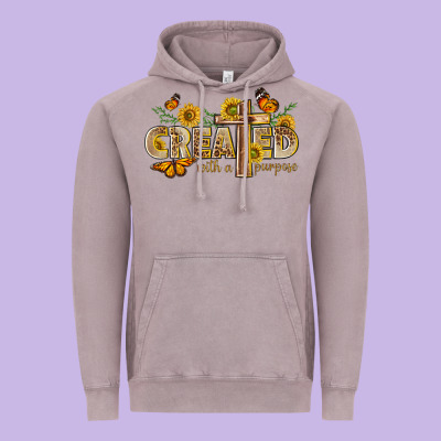 Created With A Purpose With Sunflower And Butterfl Vintage Hoodie Designed By Nancycooperartshop