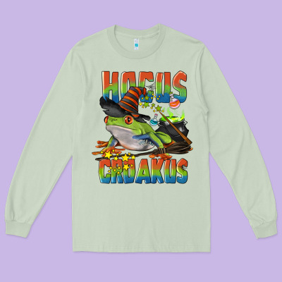 Hocus Croakus Halloween Frog Long Sleeve Tee Designed By Lillyallendesigns