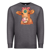 Charcoal Heather Cow  Turquoise Premium Sweatshirt - CowCowDesign