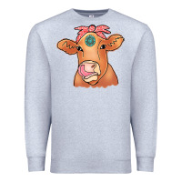Heather Grey Cow  Turquoise Premium Sweatshirt - CowCowDesign