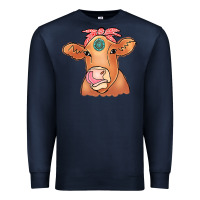Navy Cow  Turquoise Premium Sweatshirt - CowCowDesign