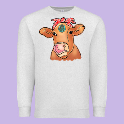 Cow  Turquoise Premium Sweatshirt Designed By Cowcowdesign