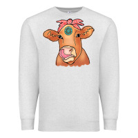 Oatmeal Heather Cow  Turquoise Premium Sweatshirt - CowCowDesign