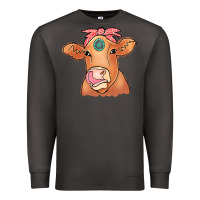 Smoke Cow  Turquoise Premium Sweatshirt - CowCowDesign