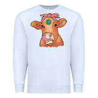 White Cow  Turquoise Premium Sweatshirt - CowCowDesign