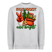 Heather Grey stay merry and bright peace hand Heavyweight Sweatshirt - Jasminsmagicworld