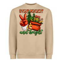 Mushroom stay merry and bright peace hand Heavyweight Sweatshirt - Jasminsmagicworld