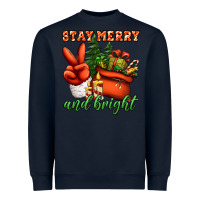 Navy stay merry and bright peace hand Heavyweight Sweatshirt - Jasminsmagicworld