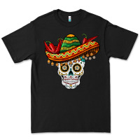 Black cinco de mayo sombrero skull Premium Tee - BarkalooDesign