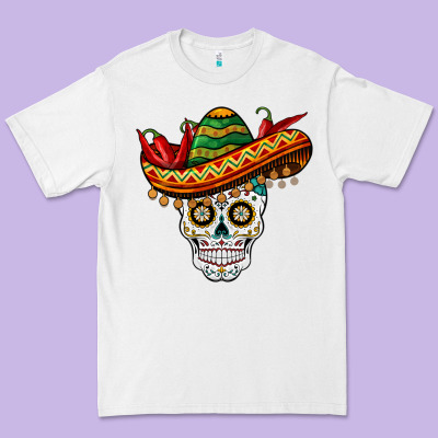 Cinco De Mayo Sombrero Skull Premium Tee Designed By Barkaloodesign