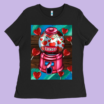 Candy Machine  With Heart Candies  Air Ladies Tee Designed By Adodesignshop