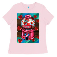 Bubblegum Pink candy machine  with heart candies  air Ladies Tee - AdoDesignShop