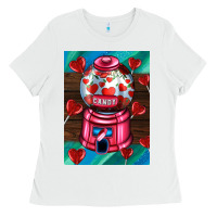 White candy machine  with heart candies  air Ladies Tee - AdoDesignShop