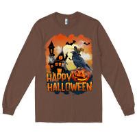 Chestnut Happy Halloween With Crow Long Sleeve Tee - LillyAllenDesigns