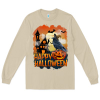 Mushroom Happy Halloween With Crow Long Sleeve Tee - LillyAllenDesigns
