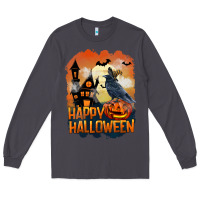 Smoke Happy Halloween With Crow Long Sleeve Tee - LillyAllenDesigns