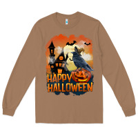 Toasted Coconut Happy Halloween With Crow Long Sleeve Tee - LillyAllenDesigns