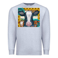 Heather Grey Cows Gemstone Sunflowers Tumbler Premium Sweatshirt - CowCowDesign