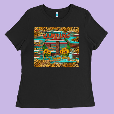 Camping Is My Happy Place Ladies Tee Designed By Artiststas