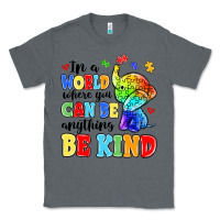 Charcoal Heather in a world where you can be anything be kind Classic Tee - MaliasSmallBusiness