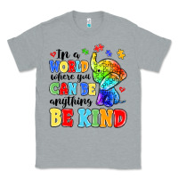 Heather Grey in a world where you can be anything be kind Classic Tee - MaliasSmallBusiness